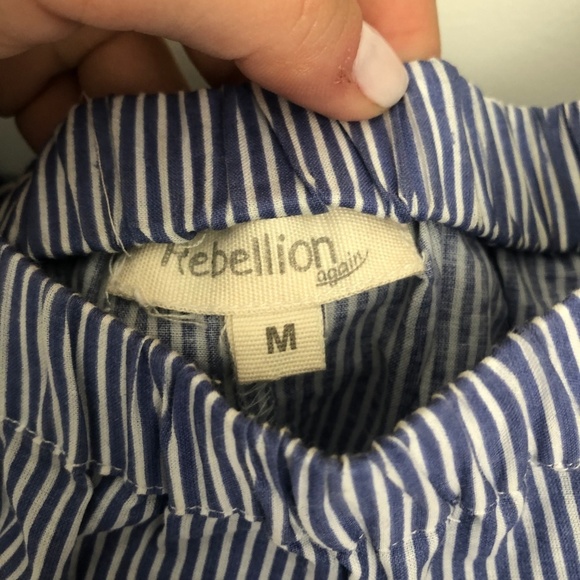 Off The Shoulder Blue/White Stripped Ruffle Top - Picture 3 of 3